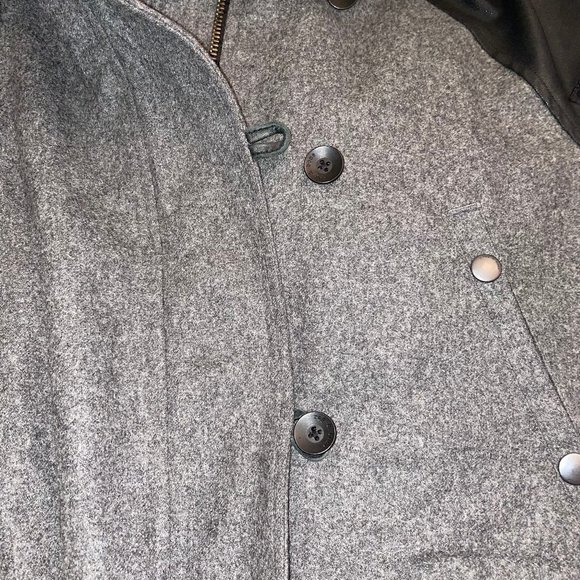 New Rag & Bone Wool Leather Faux Fur Trim Zip Up Hooded Coat Quilted Lining - Picture 7 of 15